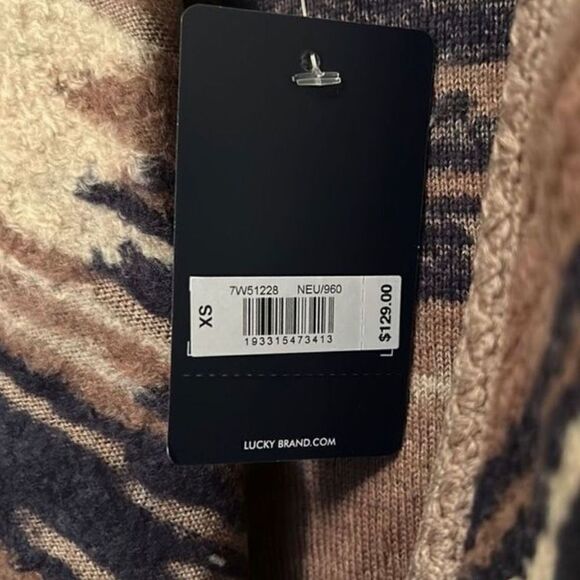 Aztec Southwestern Print Brown Open Front Duster Cardigan Sweater - Picture 7 of 8